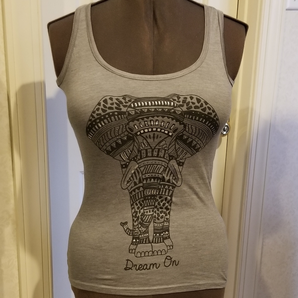 Rue21 Grey Elephant Dream On Tank Top New With Tag Size Small - Picture 2 of 6